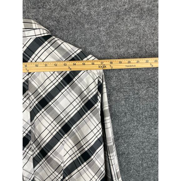 New York & Company Shirt Women’s XL Black/White Plaid Long Sleeve - Picture 8 of 13